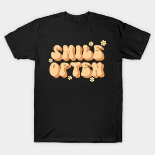 Smile Often Retro Groovy Design T-Shirt